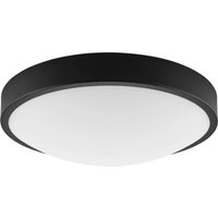 Lamkur Deckenleuchte schwarz Glas Stahl B/H/L: ca. 37x8x37 cm E27 2 Brennstellen