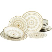CreaTable CreaTable Tafelservice MANDALA GOLD weiß Steinzeug 12 tlg.