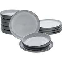 CreaTable CreaTable Tafelservice Nordic Fjord grau Steinzeug 12 tlg.