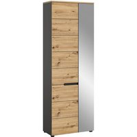 xonox.home Garderobenschrank CANU edles Basaltgrau Nachbildung Eiche Artisan Nachbildung B/H/T: ca. 65x190x37 cm