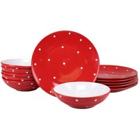 CreaTable CreaTable Tafelservice Polka Dots weiß Steinzeug 12 tlg.