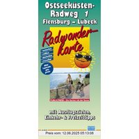 Radwanderkarte Ostseeküsten-Radweg 1, Flensburg - Lübeck