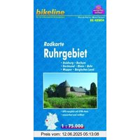 bikeline - Radkarte Ruhrgebiet (NRW04), Duisburg - Bochum - Dortmund, Rhein - Ruhr - Wupper, Bergisches Land, 1:75.000, wasserfest und reißfest, GPS-tauglich mit UTM-Netz