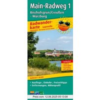 Radwanderkarte Main-Radweg 1 Ochsenkopf /Creussen - Würzburg: Mit Ausflugszielen, Einkehr- & Freizeittipps, wetterfest, reissfest, abwischbar, GPS-genau. 1:50000