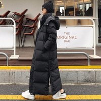 Korean Style Loose fitting Thick Ankle length Warm Cotton padded Coat .