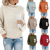 2023 Autumn Winter Sweater European American Foreign Trade Thick Line Turtleneck Sweater