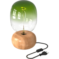 Calex | Tafelarmatuur | Hout FSC | 1,8M zwarte stoffen kabel | Aan/uit-schakelaar