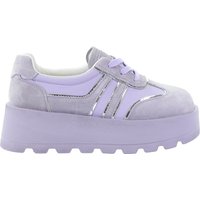 Damskie skórzane sneakersy fioletowe na platformie GOE TT2N4054