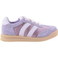 Damskie skórzane sneakersy oldschool z ozdobną sznurówką filoetowe GOE TT2N4059