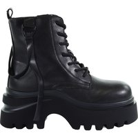 Damskie czarne skórzane botki biker GOE UU2N4103