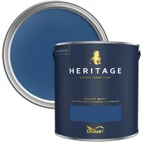 Dulux Heritage Velvet Matt Paint 5L, Deep Ultramarine, Luxury Durable Matt Emulsion