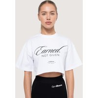 GymBeam Damska koszulka Earned Cropped White S