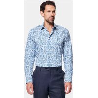 & Slim Fit Navy & Paisley Shirt Long