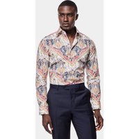 Hawes & Curtis Slim Fit Red & Navy Paisley Cotton Poplin Curtis Shirt | Red/Navy | Men's