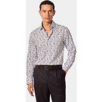 Hawes & Curtis Slim Fit White & Blue Floral Dobby Weave Curtis Shirt | White/Blue | Cotton | Men's
