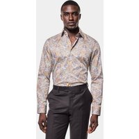 & Slim Fit & Yellow Paisley Shirt
