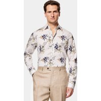& Slim Fit & Navy Floral Diamond Weave Shirt