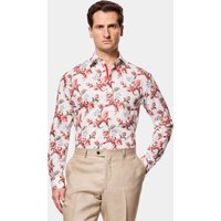 & Slim Fit & Red Floral Diamond Weave Shirt