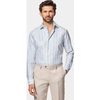 Hawes & Curtis Slim Fit White & Light Blue Jacquard Stripe Curtis Shirt | White/Light Blue | Cotton | Striped | Men's