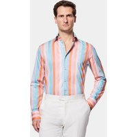 & Slim Fit Orange & Bold Stripe Shirt