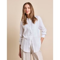 & Relaxed Fit Pleated Front Boutique Linen Shirt