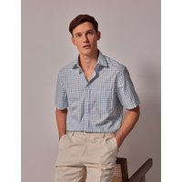 & Non Iron Green & Check Tailored Short Sleeve Shirt Chest Pocket