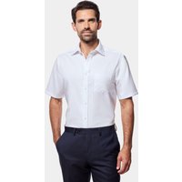 Hawes & Curtis Classic Fit White Twill Non-Iron Shirt | Short Sleeve | Chest Pocket | Plain | Men's