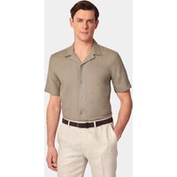 Hawes & Curtis Khaki Linen Shirt | Short Sleeve | Plain | Men's
