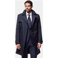 Hawes & Curtis Navy Trench Coat | Cotton | Plain | Men's