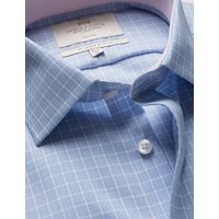 Hawes & Curtis Extra Slim Fit Blue & White Check Non-Iron Shirt | Contrast Detail | Blue/White | Plaid | Men's