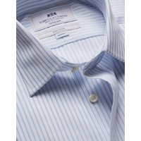 & Extra Slim Fit Blue & Herringbone Stripe Non Iron Shirt 15.5" collar 34" sleeve