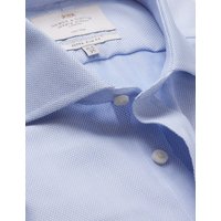 & Extra Slim Fit Blue & Textured Weave Non Iron Shirt 14.5" collar 33" sleeve