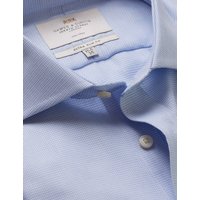 & Extra Slim Fit Blue & Textured Weave Non Iron Shirt 15.5" collar 35" sleeve