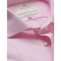 Hawes & Curtis Extra Slim Fit Pink & White Textured Weave Non-Iron Shirt | Pink/White | Men's