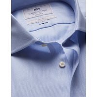 & Extra Slim Fit Blue & Textured Weave Non Iron Shirt 15.5" collar 36" sleeve