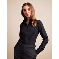 Hawes & Curtis Black Fitted Cotton Stretch Shirt | Double Cuff | Plain | Women's
