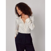 Hawes & Curtis Fitted Cream Shirt | Satin | Plain | Women's