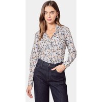 Hawes & Curtis Fitted Navy & White Floral Shirt | Navy/White | Cotton | Women's