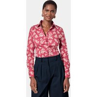 Hawes & Curtis Fitted Berry & White Floral Shirt | Burgundy/White | Cotton Stretch | Women's