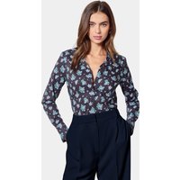 Hawes & Curtis Fitted Navy & Blue Floral Shirt | Navy/Blue | Cotton | Women's