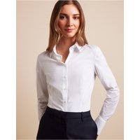 Hawes & Curtis Fitted White Shirt | Cotton Stretch | Plain | Women's