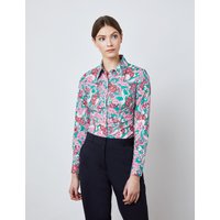 & & Rusty Pink Paisley Fitted Shirt Vintage Collar Single Cuff