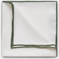 Hawes & Curtis White Pocket Square | Sage Green Border | Silk | Men's