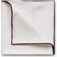 Hawes & Curtis White Pocket Square | Burgundy Border | Silk | Men's
