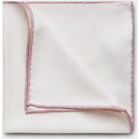 Hawes & Curtis White Pocket Square | Dusky Pink Border | Silk | Men's