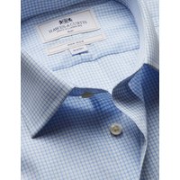 & Fitted Slim Blue & Grid Check Non Iron Shirt 15.5" collar 34" sleeve