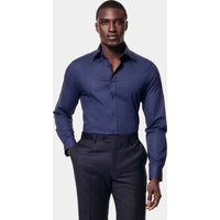 Hawes & Curtis Fitted Slim Navy Shirt | Cotton Stretch | Plain | Men's