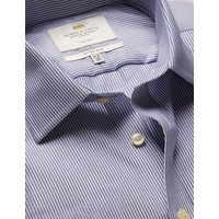 Hawes & Curtis Fitted Slim Navy & White Textured Stripe Non-Iron Shirt | Navy/White | Striped | Men's