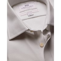 & Fitted Slim Grey & Textured Weave Non Iron Shirt 17.5" collar 37" sleeve