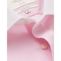 Hawes & Curtis Fitted Slim Pink & White Dogtooth Twill Non-Iron Shirt | Contrast Detail | Pink/White | Plaid | Men's